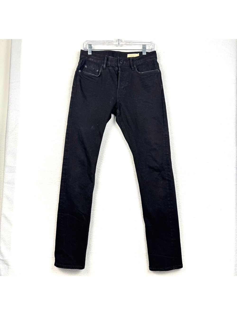ALLSAINTS Rex Mens Size 28x31 Slim Fit Black Button Fly Stretch Denim Jeans